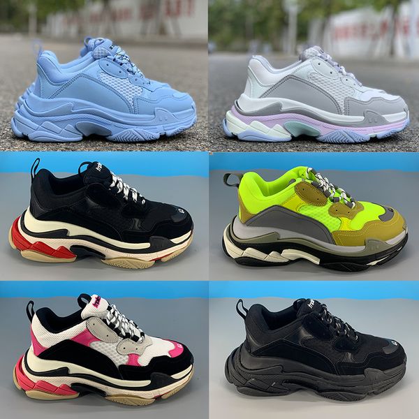 2023 Top triple-s paris men women casual shoes 17FW light blue pastels black grey white pink orange multi-color luxury mens dad designer sneakers trainers