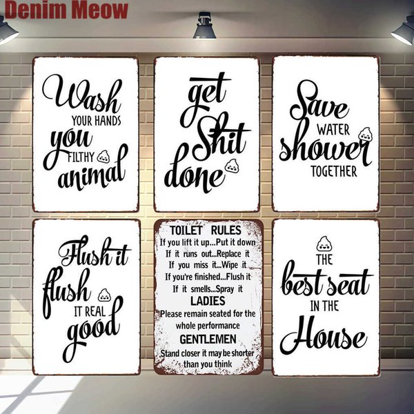 Toilet Rules Plaque Vintage Metal Tin Signs Home Bar Pub Decorative Plates Funny Words Wall Stickers Restroom Art Poster N329