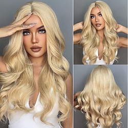 HAIRCUBE Ash Blonde/Ombre Brown/Wine/Dark Brown/Ash Brown/Auburn/White Wavy Cosplay Wigs with Bangs Natural Long Synthetic Wigs for White Women Lolita Party Heat Resistant Fibers ChristmasPartyWigs Lightinthebox