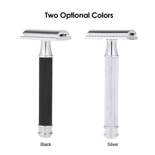 Double Edge Safety Razor Stainless Steel Manual Shaving Razor Long Handle Traditional Razor