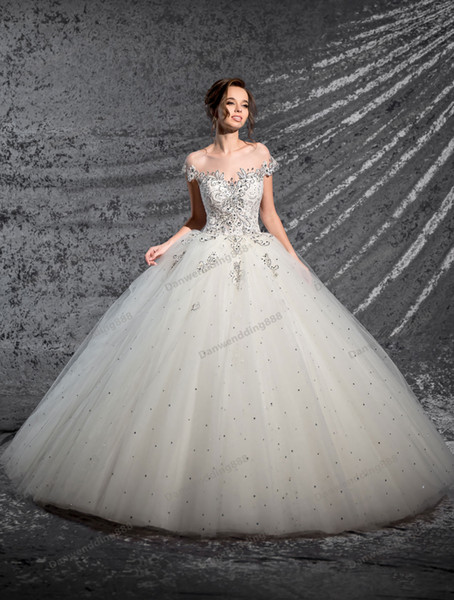 Beauty Ivory Tulle Off Shoulder Applique A-Line Wedding Dresses Bridal Pageant Dresses Wedding Attire Dresses Custom Size 2-16 ZW606003