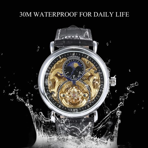 Forsining hombres moda lujo hueco reloj clásico encanto automático reloj de pulsera mecánico