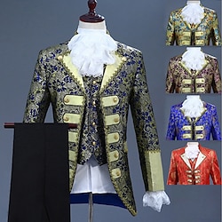 Prince Aristocrat Retro Vintage Medieval All Seasons Coat Corset Pants Outfits Masquerade Outerwear Men's Adults' Costume Vintage Cosplay Party Queen's Platinum Jubilee 2022 Elizabeth 70 Years Long Lightinthebox