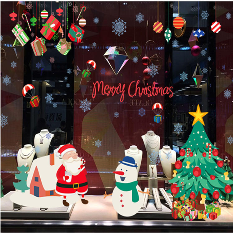 Miico ABQ9706 Christmas Sticker Cartoon Wall Stickers PVC Removable For Room Decoration Christmas Party