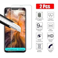 2 pcs Téléphoner Protection Écran Pour Apple iPhone 13 Pro Max 12 Mini 11 X XR XS Max 8 7 iPhone 11 Pro iPhone 11 Pro Max iPhone 8 Plus iPhone 7 Plus Verre Trempé Haute Définition (HD) Dureté 9H miniinthebox