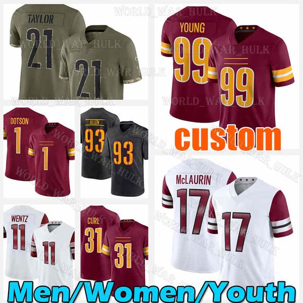 99 Chase Young Jersey 11 Carson Wentz Sean Taylor Heinicke Washingtons Terry McLaurin Jahan Dotson Curl Curtis Samuel Commanders Montez Sweat Tress Way John Riggins