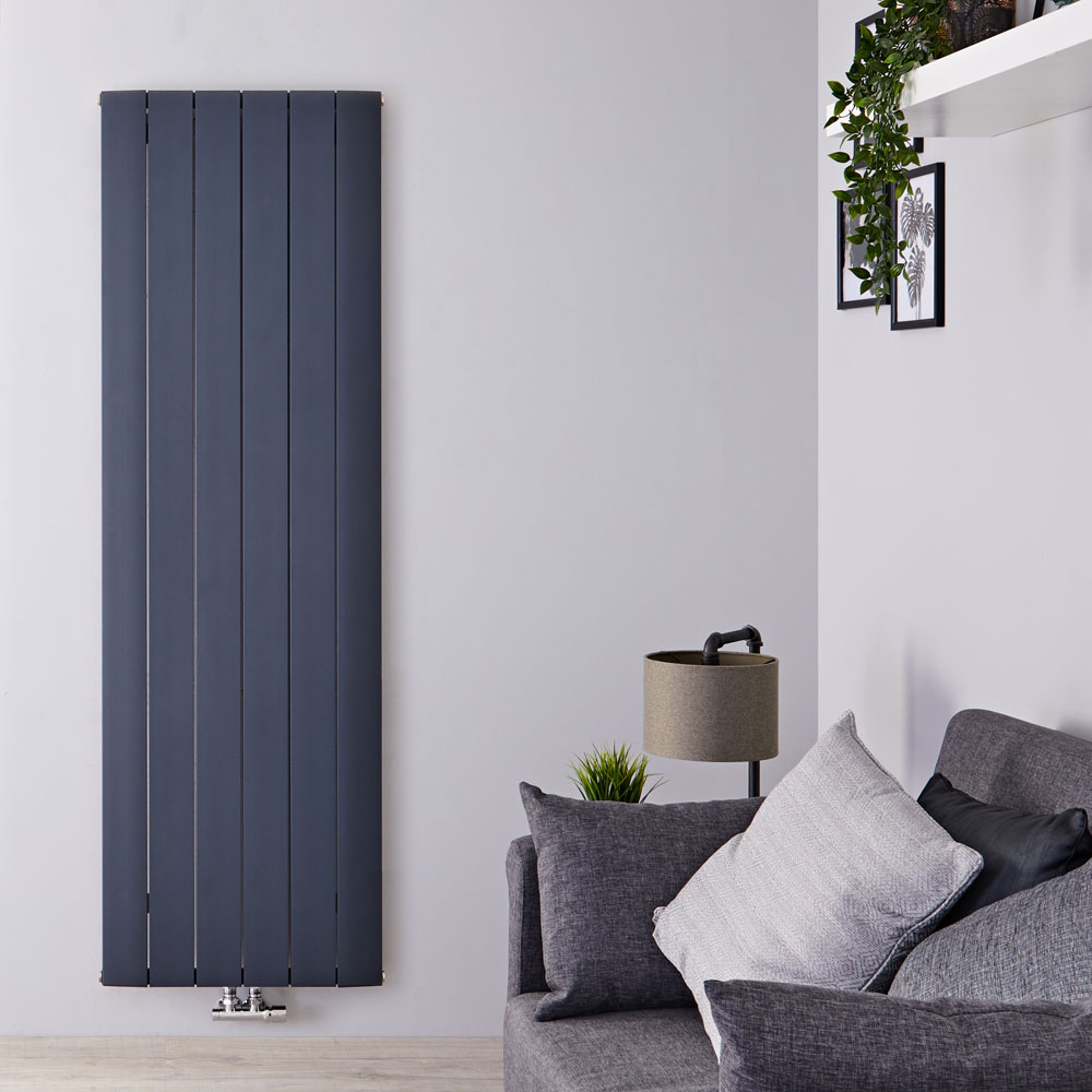Radiador de Diseño Vertical Con Conexión Central - Aluminio - Antracita - 1800mm x 565mm x 46mm - 2075 Vatios - Aurora