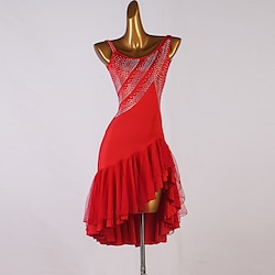 Latin Dance Dress Crystals / Rhinestones Women's Performance Sleeveless Spandex Lightinthebox