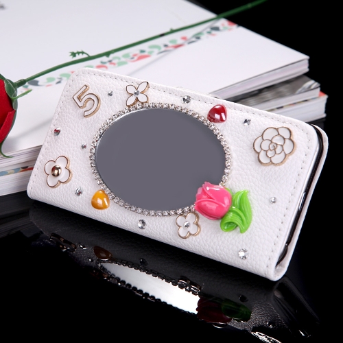 Flip Leather Bling Flower Wallet Case Cover with Stand Card Holder for Apple iPhone 6
