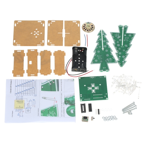 DIY Colorful Easy Making LED Light Acrylic Christmas Tree with Music Electronic Learning Kit Module