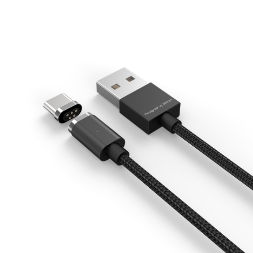 Original WSKEN X-Cable Mini 2 Tipo de cable magnético de metal C Cable de carga y transferencia Cable de datos inteligente Cargador de sincronización de datos Carga rápida Indicador LED Plug anti-polvo para Huawei Xiaomi Tipo-C habilitar Smartphones Table