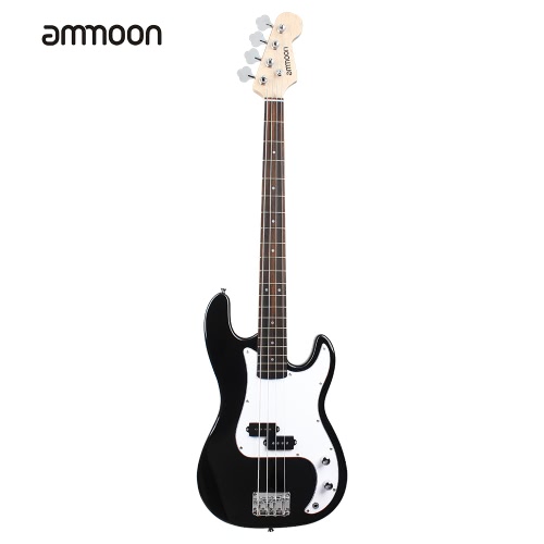 ammoon Solid Wood Electric Bass Guitar PB Style Basswood Body Rosewood Fingerboard with Gig Bag Strap Cable   Pickups
