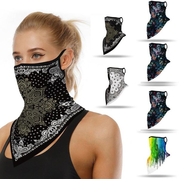 25# Outdoor Bandana Face Shield Print Ear Face Cover Sports Windproof Scarf Neck Tube Dust Riding Cycling Bandana Balaclava
