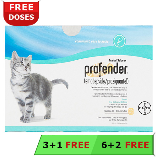Profender Small Cats & Kittens (0.35 Ml) 2.2-5.5 Lbs 3 + 1 Free Dose