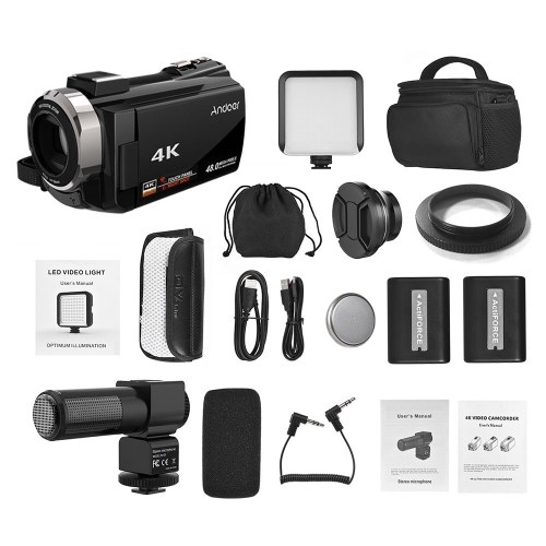 Andoer 4K Videocámara 1080P 48MP WiFi Digital Video Camera