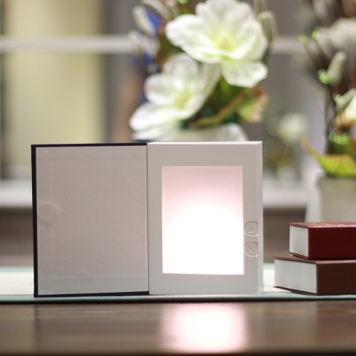 Flame Effect Night Light USB Rechargeable Book Shaped Lamp
