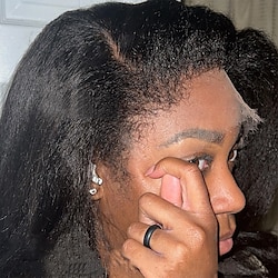 Kinky Straight Curly Baby Hair Wig 250% Density Yaki 13x4 Lace Front Human Hair Wigs For Women Transparent Lace Frontal Wig Natural Black Lightinthebox