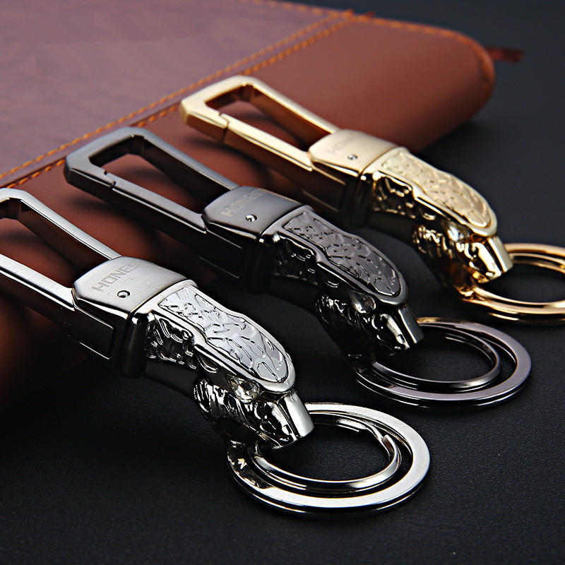 HONEST® Practical Leopard Head Metal Gold Keychain