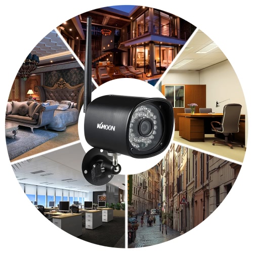 KKmoon 720P HD inalámbrico WIFI Bullet IP cámara 1.0MP 1/4 '' CMOS 4mm Lente 36pcs IR LEDS Onvif Onda de visión nocturna Detección de movimiento Teléfono APP Control
