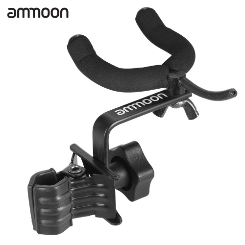 ammoon Adjustable Guitar Clip Hanger Keeper with 360 Degree Rotatable Hook for Bass Ukelele Mandolin Metal Black
