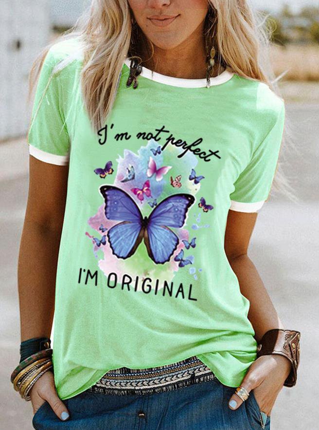 Crew Neck Casual Cotton-Blend T-Shirts - Noracora