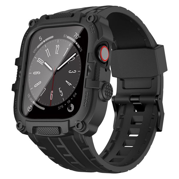 44mm 45mm Smart Straps For Apple Watch Series12345678SE TPU Rugged Bands And Case Protector With Tempered Glass Watch Replacement Accessories