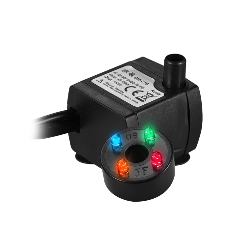 150L/H 2W Submersible Water Pump with 4 LED Light Ultra Quiet for Pond Aquarium Fish Tank Tabletop Fountain Hydroponics 4.9ft (1.5m) Power Cord