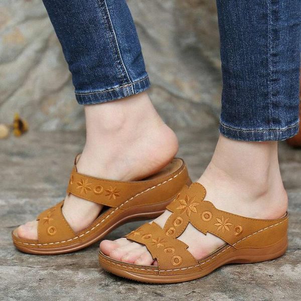 Slippers Summer Women RomeRetro Casual Shoes Thick Bottom Open Toe Sandals Slip On Slides Fast Chaussure Femme