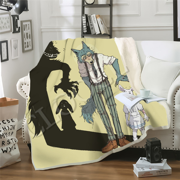 cloocl anime beastars warm plush blanket 3d print fashion soft winter casual blanket bed travel decorative sofa twolayer quilt