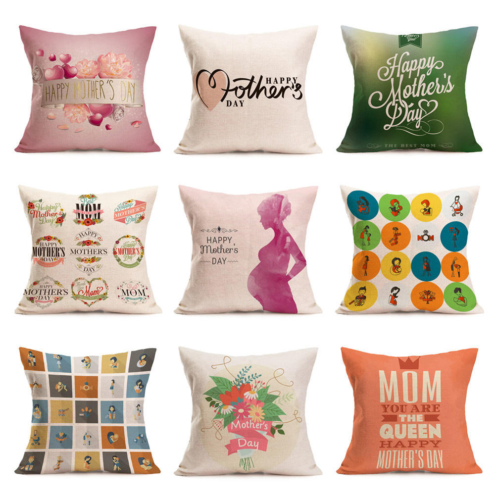 Honana WX-P5 43x43cm Mother's Day Gift Flower Linen Pillow Case Cushion Cover Home Car Decor