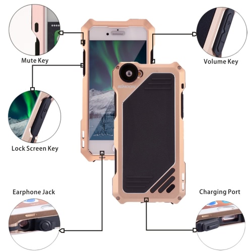 KKmoon 3 Layer Aluminum Protective Cellphone Case Cover Tempered Glass Screen with 198