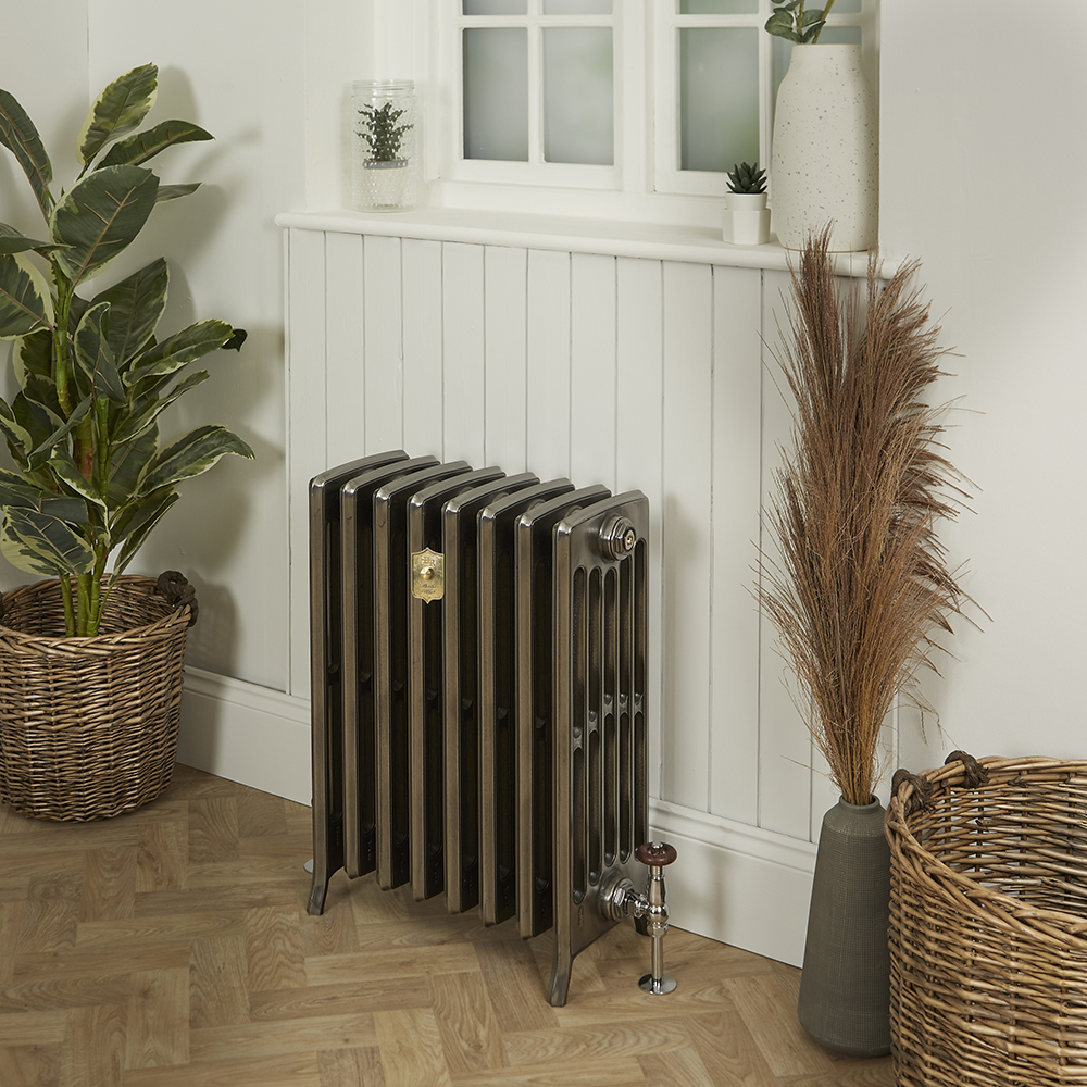Radiador de Hierro Fundido de 6 Columnas - Altura de 660mm - Acabado Metal Gris Lúcido - Isabel