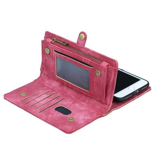 For iPhone 6 6S 6P 6SP 7 8 7P 8P X Multifunction Zipper Wallet Magnet Protective Phone Card Case Detachable Flip PU Leather Cover Stylish Anti-scratch