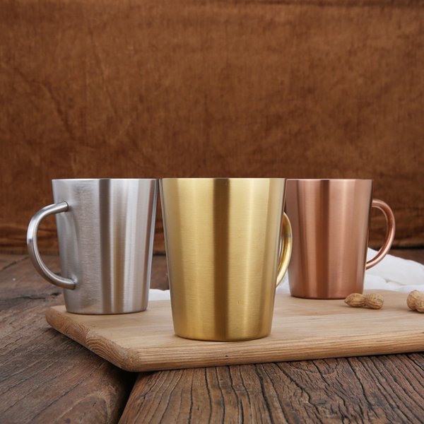 304 Stainless Steel Coffee Cup Drinkware Double Layer Beer Cup 300ML 3 Colors 1221026