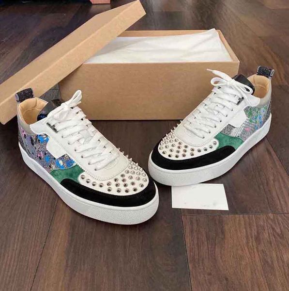 Fashion Flat,Low Top Men Casual Shoes red sole Happyrui Sneakers Casual Walking Women Platform Trainers Party Wedding With Box,EU35-47