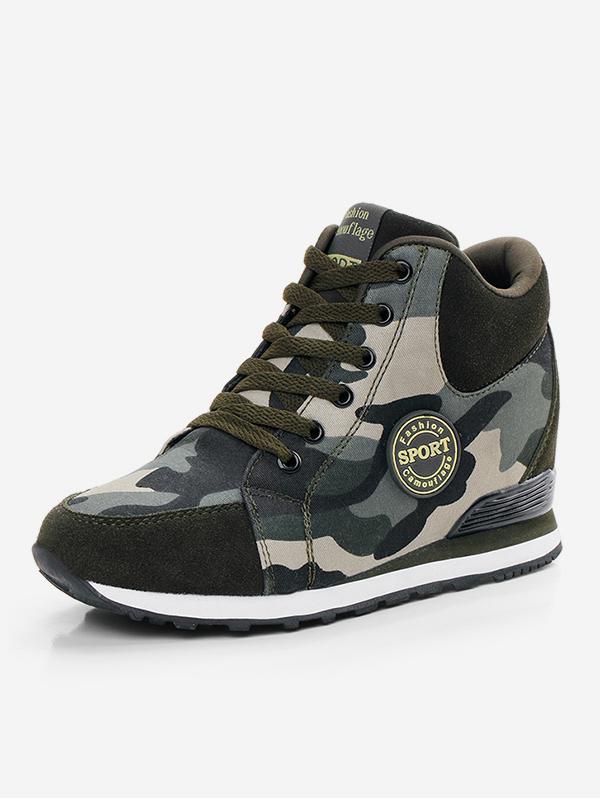 Women Camouflage Pattern Height Increasing High-top Sneakers