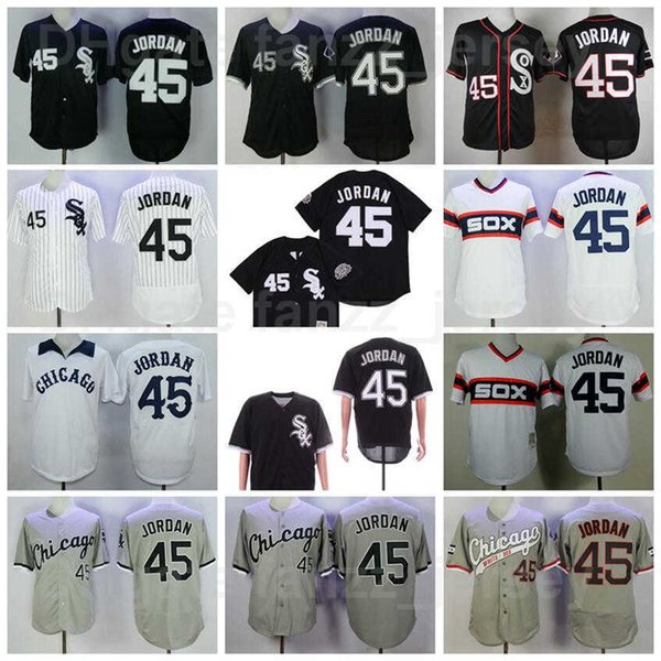 Men Baseball 45 Michael Retro Jerseys 1983 1994 Vintage Pinstripe Pullover Stitched Black White Grey Team Flexbase Cool Base Retire High Quality