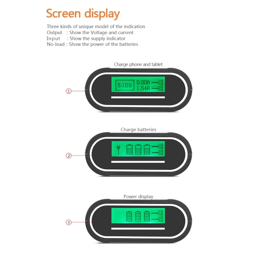 TOMO M3 Battery Charger 3*18650 Power Bank External USB Charger with Intelligent LCD Display for iPhone X Samsung S8 Note 8