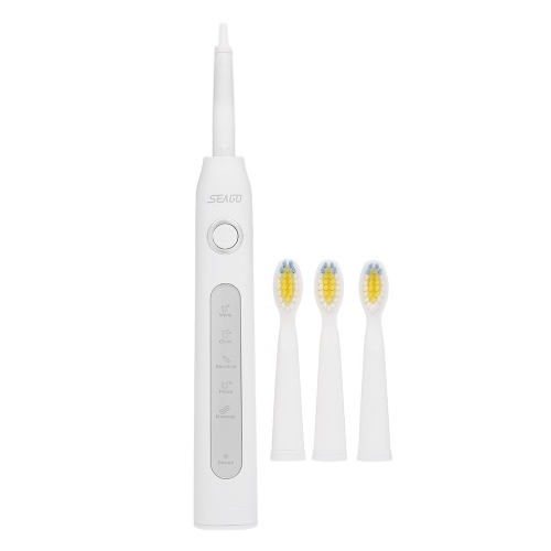 Seago SG-507 Sonic Electric Rechargeable Timer Toothbrush with 2 Extra Heads