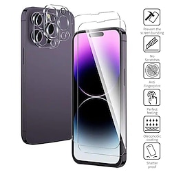 Protecteur d'écran de protection 4 pièces avec protecteur d'objectif d'appareil photo, pour, iphone14/14plus/14pro/14promax, iphone13/13pro/13promax, iphone12/12pro/12promax,, iphone11/11pro/11pro max miniinthebox
