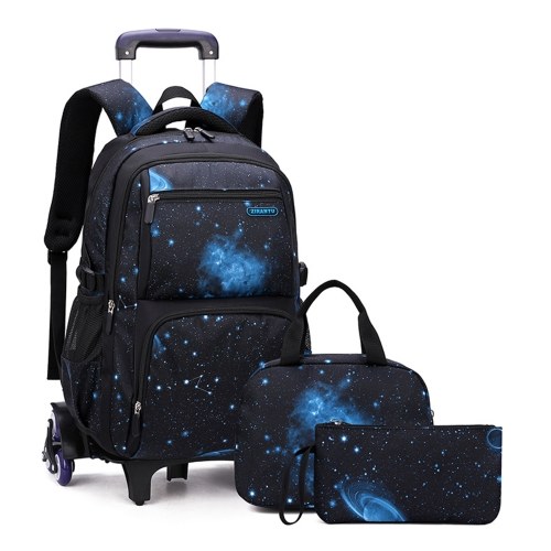 Sac à dos roulant pour enfants Bagages Trolley Sac à roulettes avec sac à déjeuner Sac à crayon