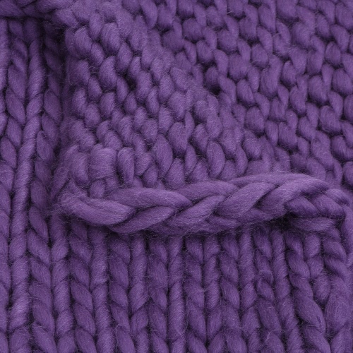 Super Chunky Hand Knit Throw Blanket Crochet Warm Thick Bulky Knitted Soft Sleek Big Sofa Living Room Handwoven 23.6x23.6in