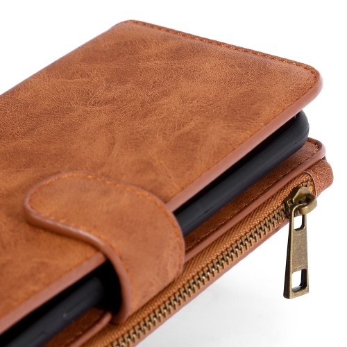 Para Samsung Galaxy S7 S8 S8 Plus S9 S9 Plus Note 8 multifunción cremallera billetera imán caja protectora tarjeta de teléfono desmontable flip cuero de la PU cubierta elegante anti-arañazos