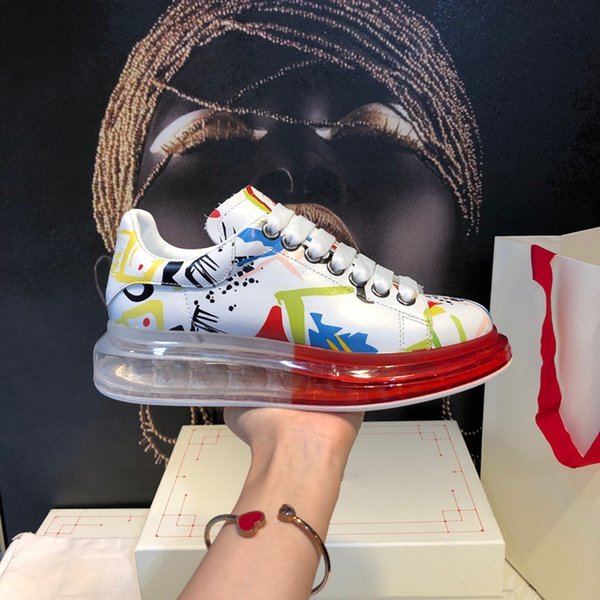 2021 platform men gym Casual shoes women Travel leather lace-up sneaker cowhide fashion Letters Splicing woman shoe Flat lady sneakers Large