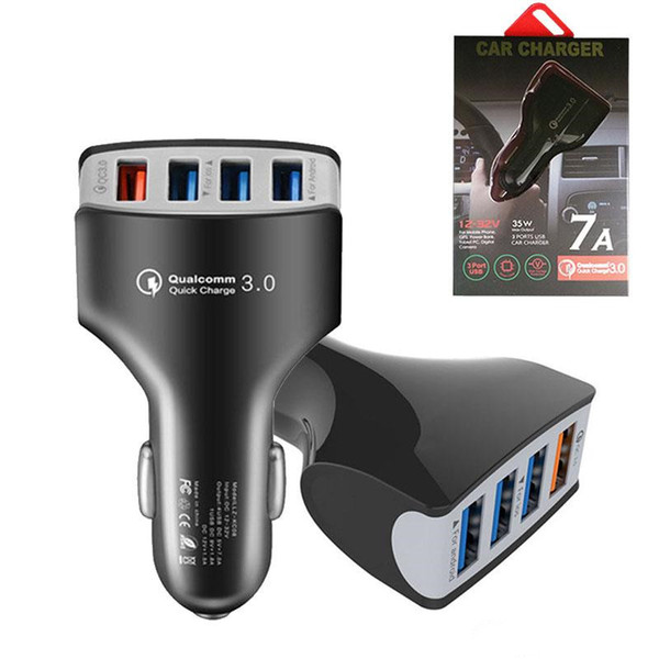 QC 3.0 Cell Phone Car Charger 4 USB Port Fast Charge Adapter Smart Charger 12V 3.1A For iPhone Android Samsun