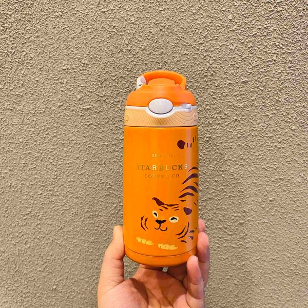 Starbucks 2022 Tiger New Year gift traditional cute tiger platinum tiger pattern fortune seeking stainless steel latch straw cup