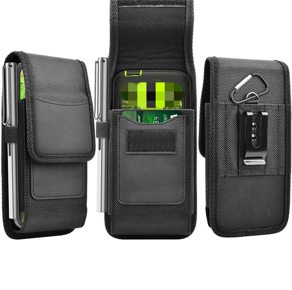 Card Holder Nylon Belt Clip Universal Cell Phone Cases Leather Pouch For Iphone Samsung Moto LG Waist Pack Bag Flip Holster Moblie Covers