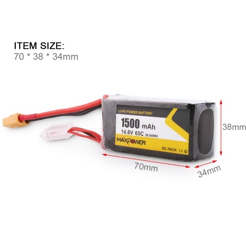14.8V 1500mAh 65C 4S Li-Po Battery XT60 Plug for Wizard X220S X200 X210 X220 X250 X280 RC Quadcopter Racing Drone