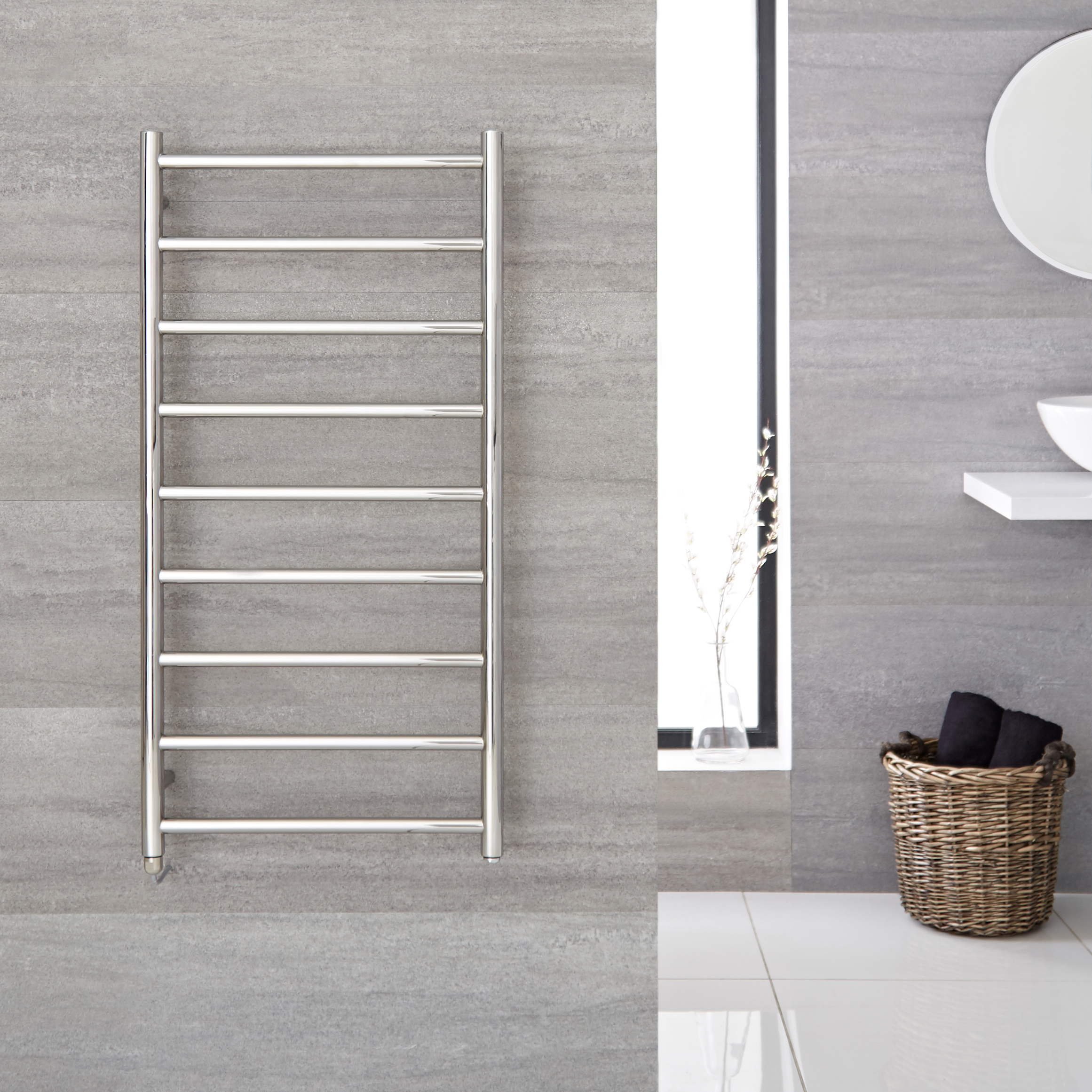 Radiador Toallero Eléctrico Plano - Acero Inoxidable - 600mm x 1200mm x 48mm - Quo