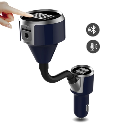 Manos libres BT LCD Transmisor Reproductor de música estéreo Tarjeta TF y disco USB Reproducción Dual USB Smart Car BT Charger